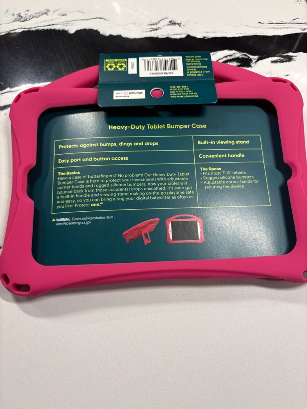 On Running Pink Heavy-Duty Tablet Bumper Case with Handle and Stand